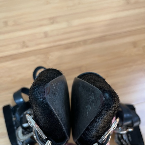 Jeffrey Campbell Psych Multi Buckle Flat Ankle Boots Western Black Suede - 6 - Picture 13 of 16